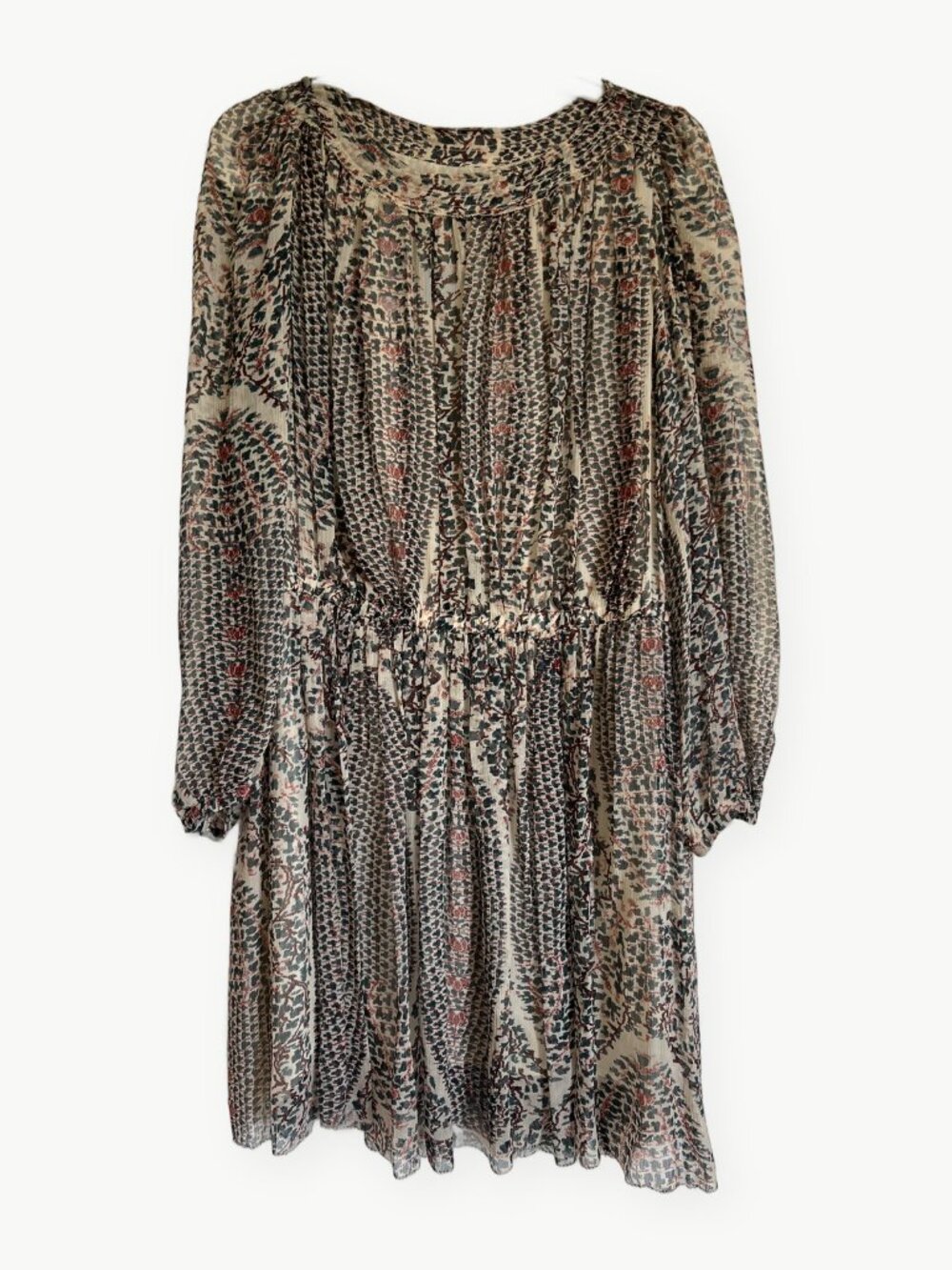 Isabel Marant Étoile Silk Print Long Sleeve Mini Dress 36